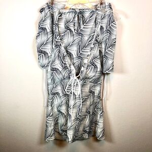 Tropical XXXL, Swim Suit, 2 Piece Set, full mid & bottom coverage, White & Blue